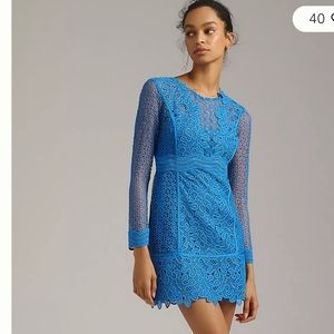 By Anthropologie Sheer Lace Mini Dress. Size 8. NWT.